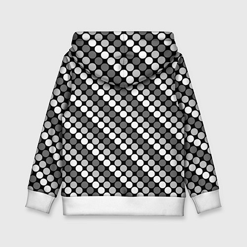 Детская толстовка Белый серый горох на черном ретро / 3D-Белый – фото 2