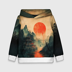 Толстовка-худи детская Старый Японский монастырь, цвет: 3D-белый