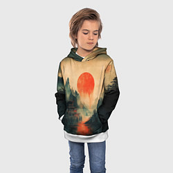 Толстовка-худи детская Старый Японский монастырь, цвет: 3D-белый — фото 2