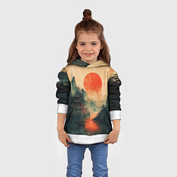 Толстовка-худи детская Старый Японский монастырь, цвет: 3D-белый — фото 2