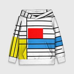 Толстовка-худи детская В стиле мондриана, цвет: 3D-белый