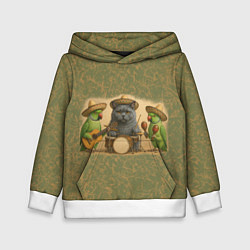 Толстовка-худи детская Надежды маленький оркестрик в оливковом, цвет: 3D-белый