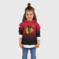 Толстовка-худи детская Чикаго Блэкхокс - геометрический градиент, цвет: 3D-белый — фото 2