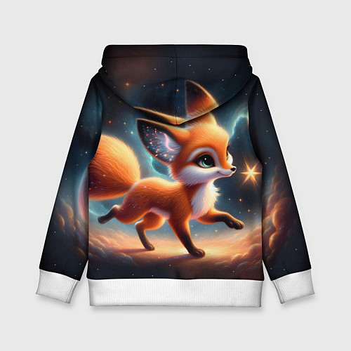 Детская толстовка Лиса бежит по космическому простору / 3D-Белый – фото 2
