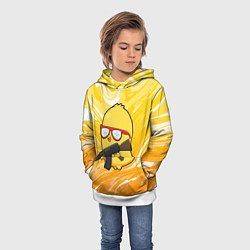 Толстовка-худи детская Курица и автомат, цвет: 3D-белый — фото 2