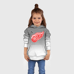 Толстовка-худи детская Детройт Ред Уингз - геометрический градиент, цвет: 3D-белый — фото 2