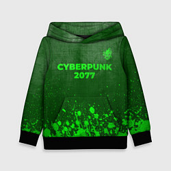 Толстовка-худи детская Cyberpunk 2077 - green gradient посередине, цвет: 3D-черный