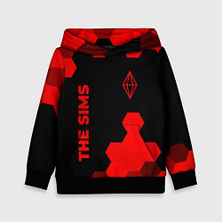 Толстовка-худи детская The Sims - red gradient вертикально, цвет: 3D-черный
