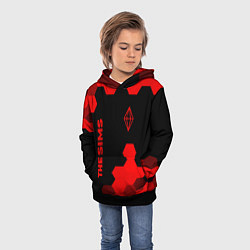 Толстовка-худи детская The Sims - red gradient вертикально, цвет: 3D-черный — фото 2