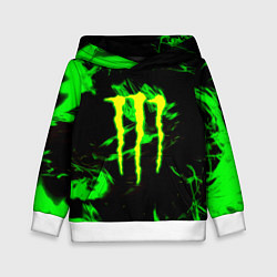 Толстовка-худи детская Monster energy кислотное лого огонь, цвет: 3D-белый