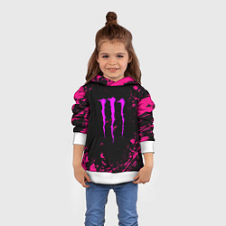 Толстовка-худи детская Monster energy неоновые краски лого, цвет: 3D-белый — фото 2