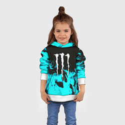 Толстовка-худи детская Monster energy голубой огонь, цвет: 3D-белый — фото 2
