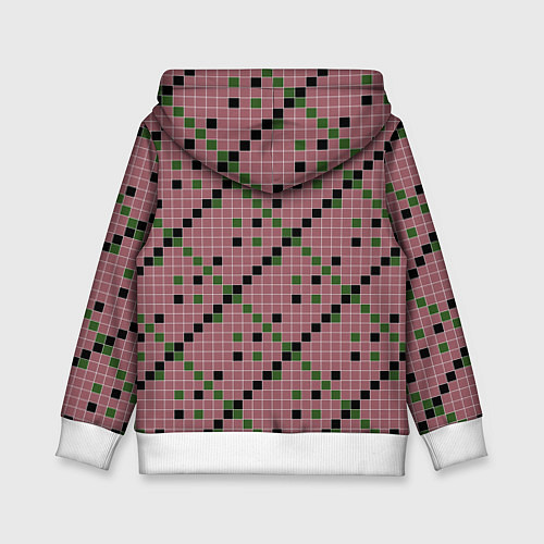 Детская толстовка Коричневая с черным и зеленым плитка / 3D-Белый – фото 2
