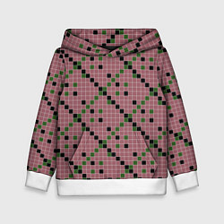 Детская толстовка Коричневая с черным и зеленым плитка