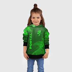 Толстовка-худи детская Portal - green gradient вертикально, цвет: 3D-черный — фото 2