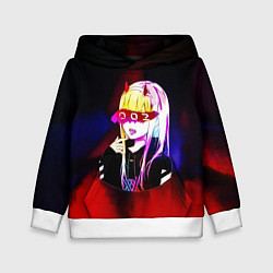 Толстовка-худи детская Anime XX Zero Two 002, цвет: 3D-белый