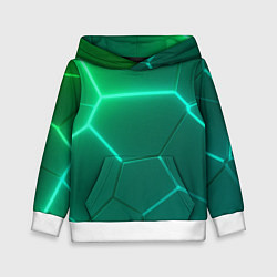 Толстовка-худи детская Зеленые неоновые плитки, цвет: 3D-белый