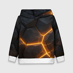 Толстовка-худи детская Черные плиты с оранжевой молнией, цвет: 3D-белый