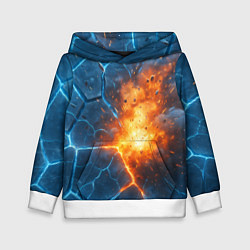 Толстовка-худи детская Взрыв из объемных плит, цвет: 3D-белый