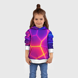 Толстовка-худи детская Синие плиты с фиолетовым свечением, цвет: 3D-белый — фото 2