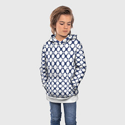 Толстовка-худи детская Серо-белый узор в клетку и горох ретро, цвет: 3D-белый — фото 2