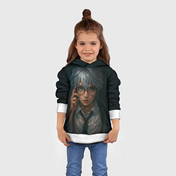 Толстовка-худи детская Стильный мужчина в очках, цвет: 3D-белый — фото 2