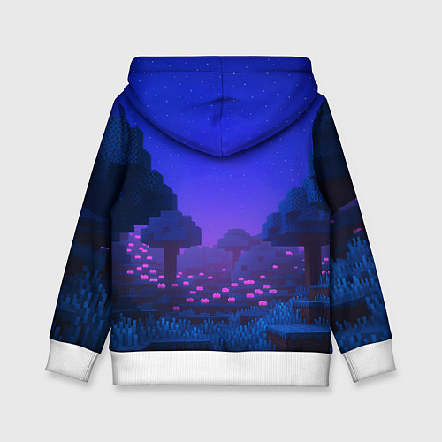 Детская толстовка Ночной лес Minecraft с сердечком луной / 3D-Белый – фото 2