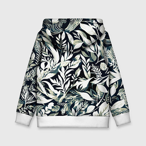 Детская толстовка Чёрно-белый стилизованный цветочный / 3D-Белый – фото 2