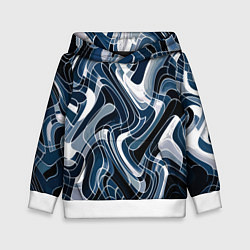 Толстовка-худи детская Тёмно-синий искажённая абстракция, цвет: 3D-белый