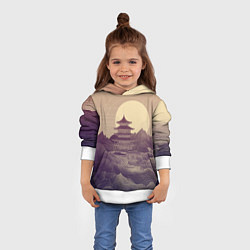 Толстовка-худи детская Ретро иллюстрация Японского храма, цвет: 3D-белый — фото 2