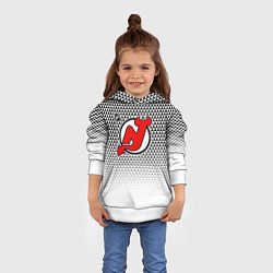 Толстовка-худи детская Нью Джерси Девилз - геометрический градиент, цвет: 3D-белый — фото 2