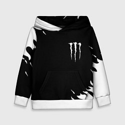 Толстовка-худи детская Monster energy fire white, цвет: 3D-белый