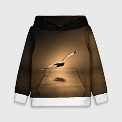 Толстовка-худи детская Летящая птица, цвет: 3D-белый