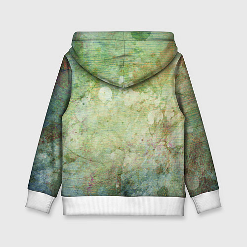 Детская толстовка Абстракция - faded spots on a green background / 3D-Белый – фото 2