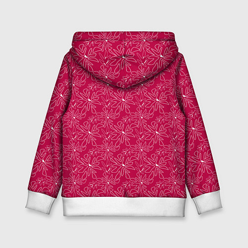 Детская толстовка Цветочный рисунок пером на красном фоне / 3D-Белый – фото 2