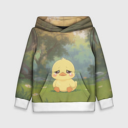 Толстовка-худи детская Маленький утенок на поляне, цвет: 3D-белый