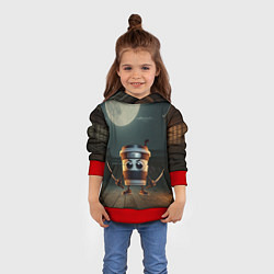 Толстовка-худи детская Капучино Ассассино мем, цвет: 3D-красный — фото 2