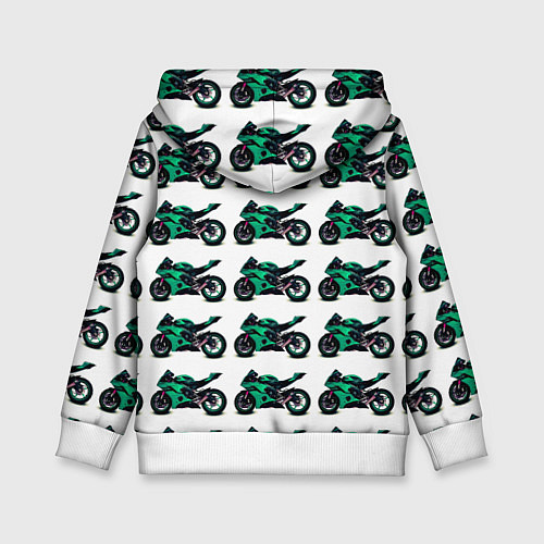Детская толстовка Motorcycle turquoise / 3D-Белый – фото 2
