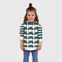 Толстовка-худи детская Motorcycle turquoise, цвет: 3D-белый — фото 2