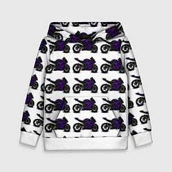 Толстовка-худи детская The motorcycle is dark purple, цвет: 3D-белый