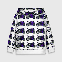 Толстовка-худи детская Motorcycle purple gloss, цвет: 3D-белый