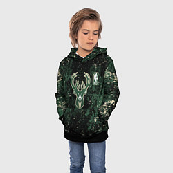 Толстовка-худи детская Милуоки Бакс - баскетбол, цвет: 3D-черный — фото 2