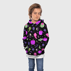 Толстовка-худи детская Halloween pink black pumpkin, цвет: 3D-белый — фото 2