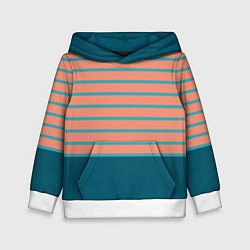 Толстовка-худи детская Полосатый мандариновый морской рассвет с однотоном, цвет: 3D-белый