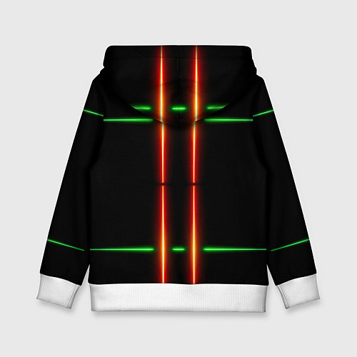 Детская толстовка Neon green black red line / 3D-Белый – фото 2