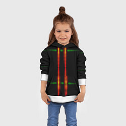 Толстовка-худи детская Neon black green circles, цвет: 3D-белый — фото 2