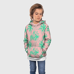 Толстовка-худи детская Palm turquoise pink, цвет: 3D-белый — фото 2