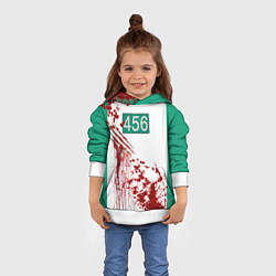 Толстовка-худи детская Кровавая форма игрока 456 из игры в кальмара, цвет: 3D-белый — фото 2