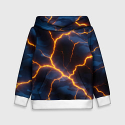 Толстовка-худи детская Молния на камуфляжной текстуре, цвет: 3D-белый