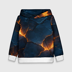 Толстовка-худи детская Разлом плит с огнем, цвет: 3D-белый